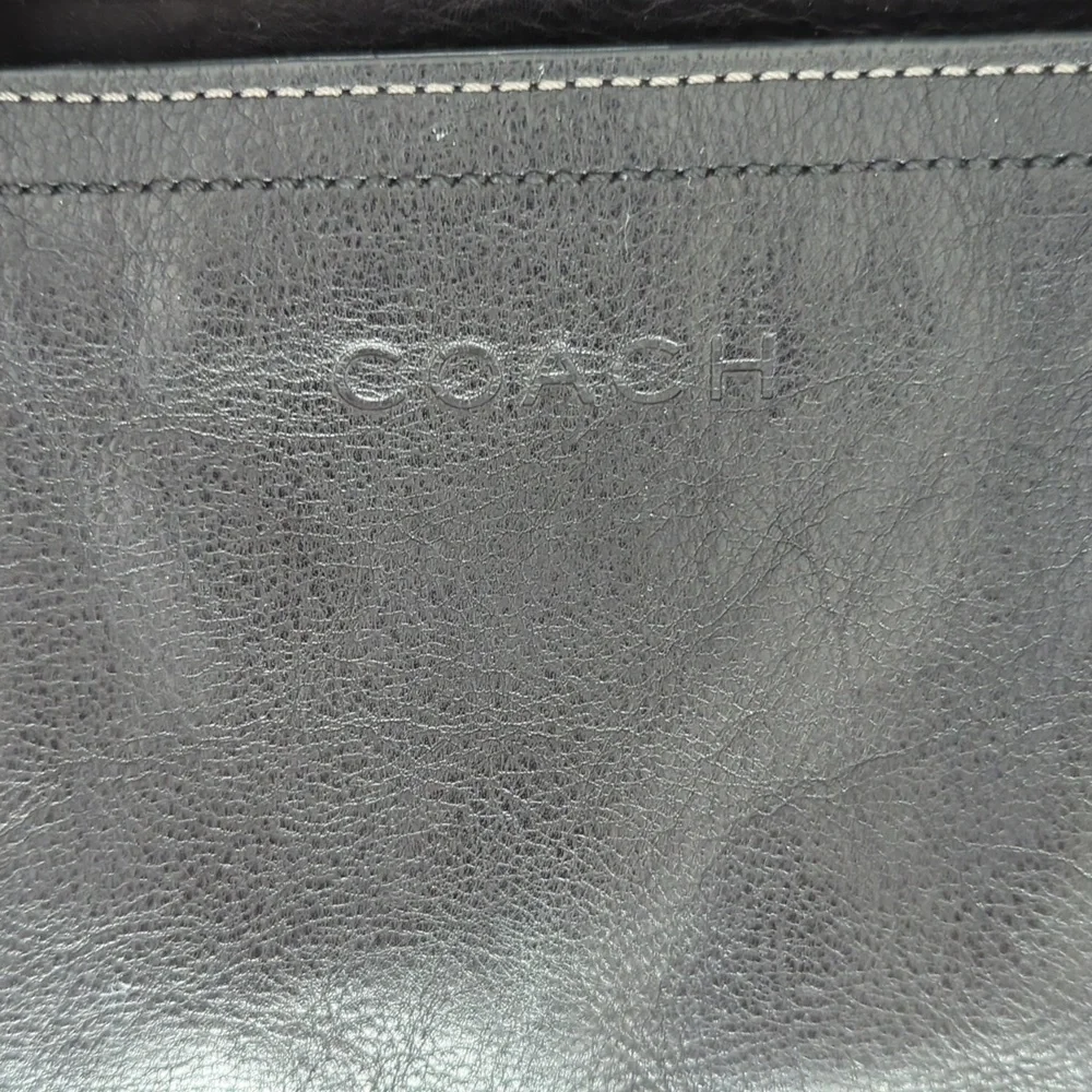 Coach F70558 Black Heritage Web Foldover Leather Messenger Bag